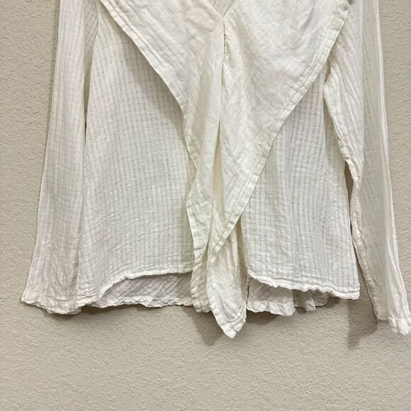 FLAX 100% Linen Draping Caper Lily Tattersall Jacket Top in White - Picture 4 of 10